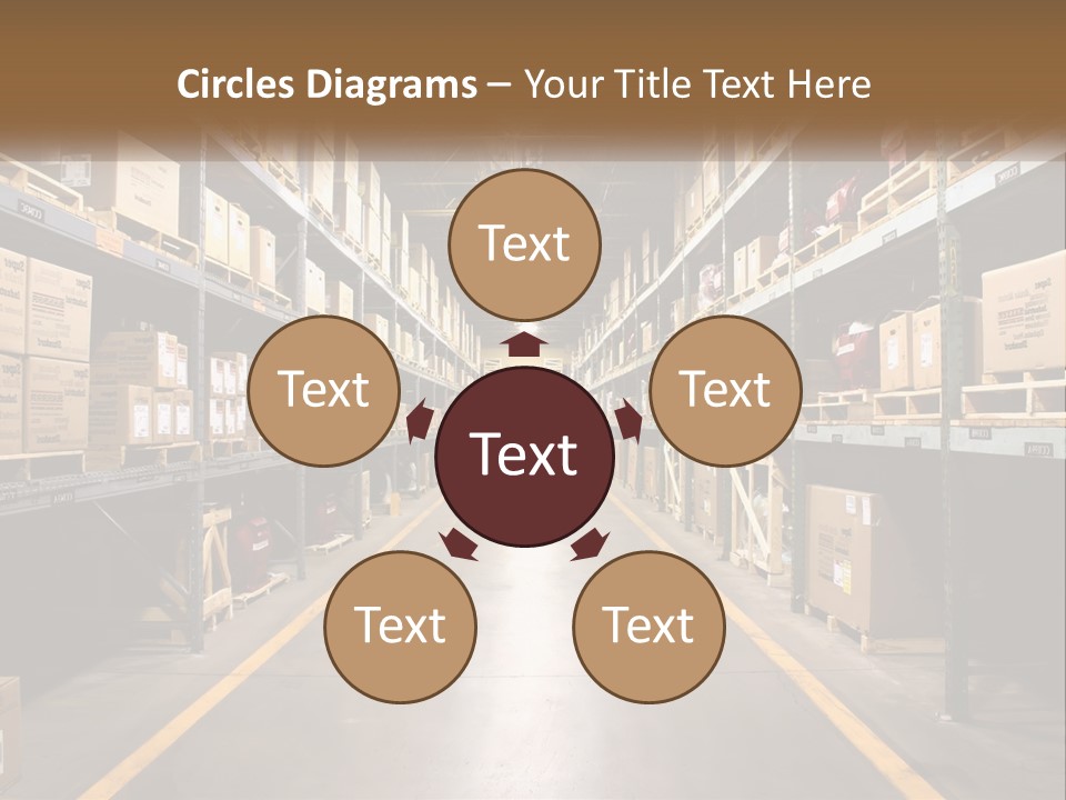 A Large Warehouse Filled With Lots Of Shelves PowerPoint Template