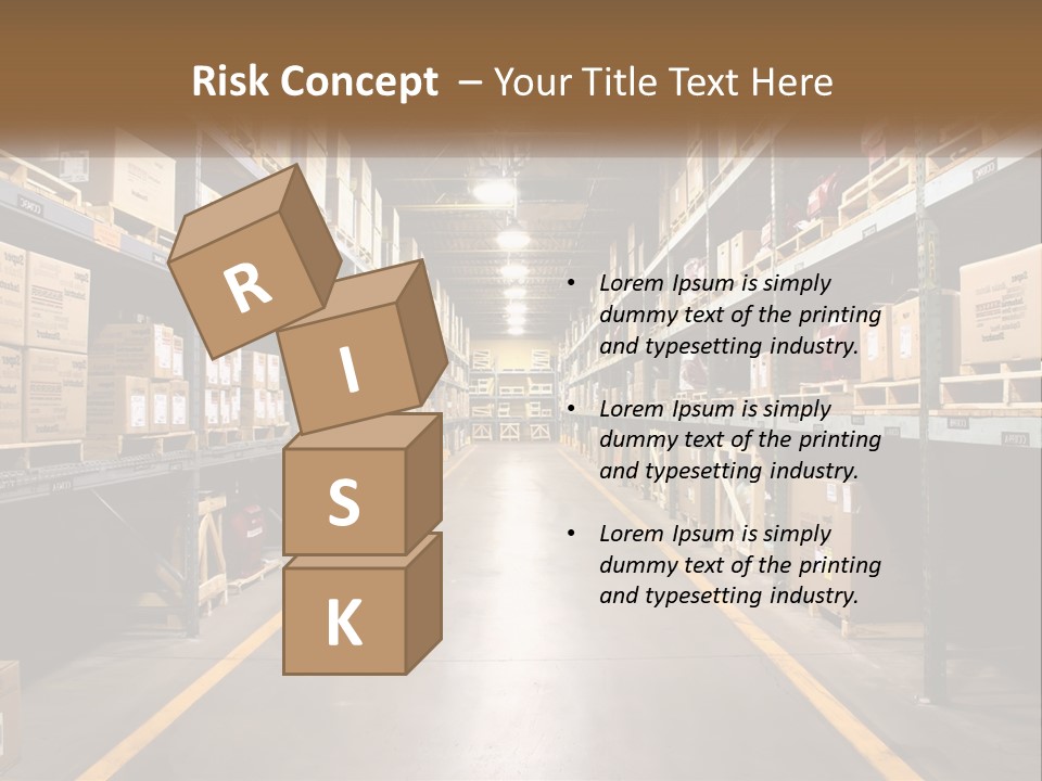 A Large Warehouse Filled With Lots Of Shelves PowerPoint Template