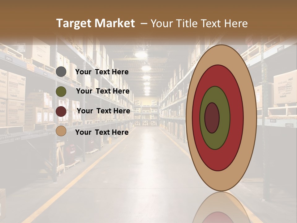 A Large Warehouse Filled With Lots Of Shelves PowerPoint Template