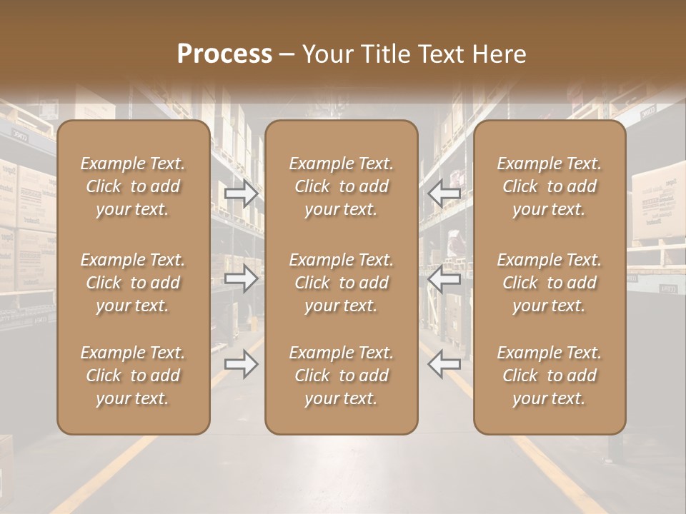 A Large Warehouse Filled With Lots Of Shelves PowerPoint Template