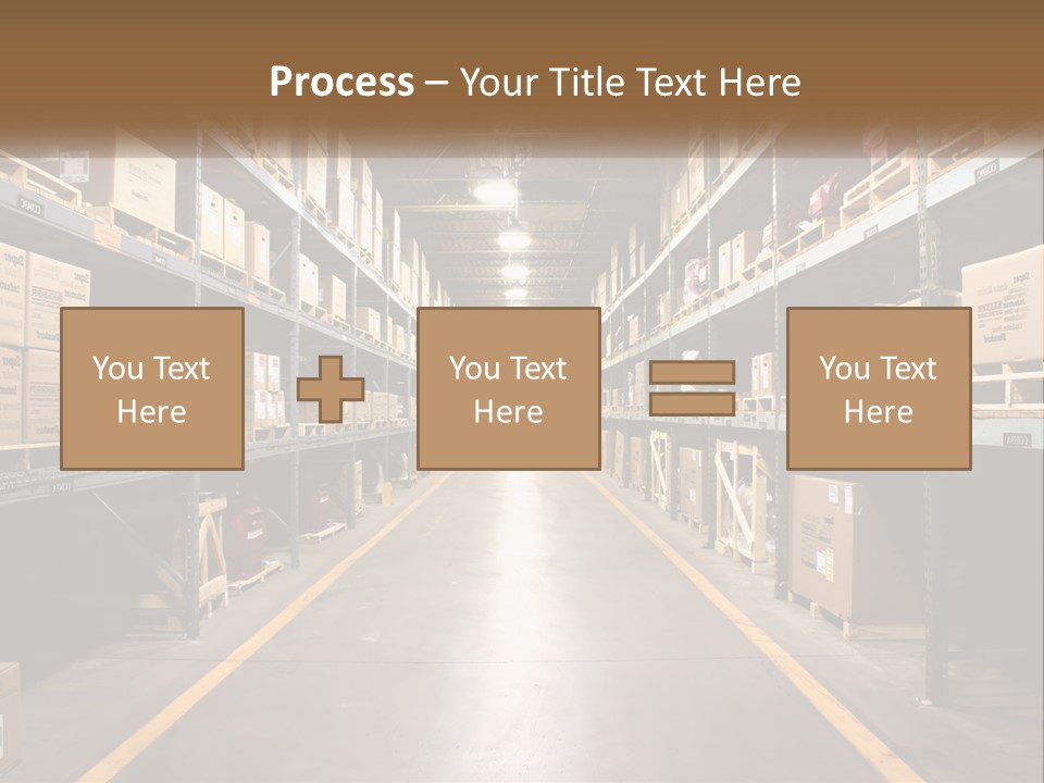 A Large Warehouse Filled With Lots Of Shelves PowerPoint Template