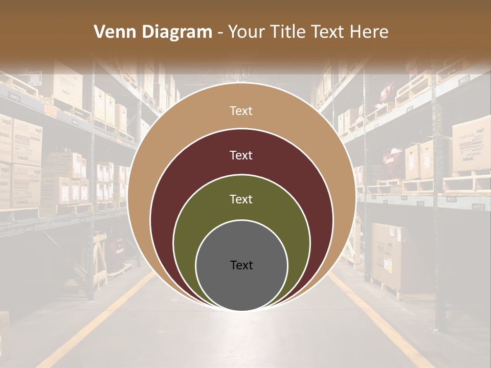 A Large Warehouse Filled With Lots Of Shelves PowerPoint Template