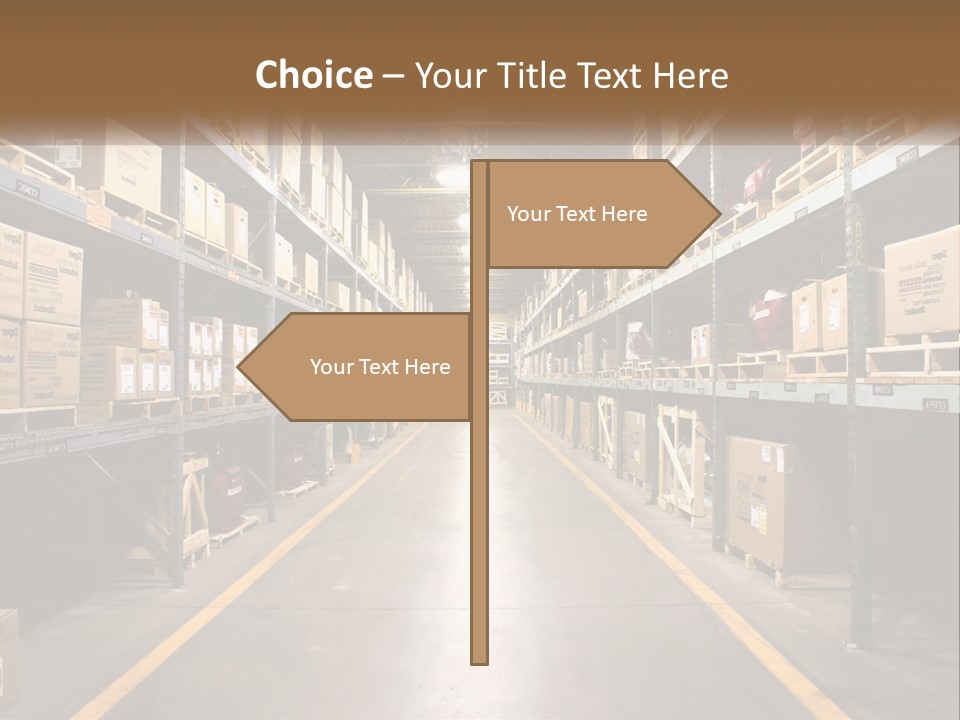A Large Warehouse Filled With Lots Of Shelves PowerPoint Template