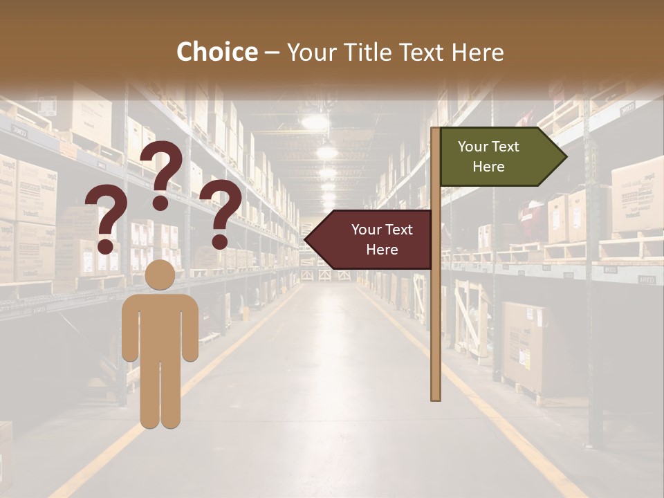 A Large Warehouse Filled With Lots Of Shelves PowerPoint Template
