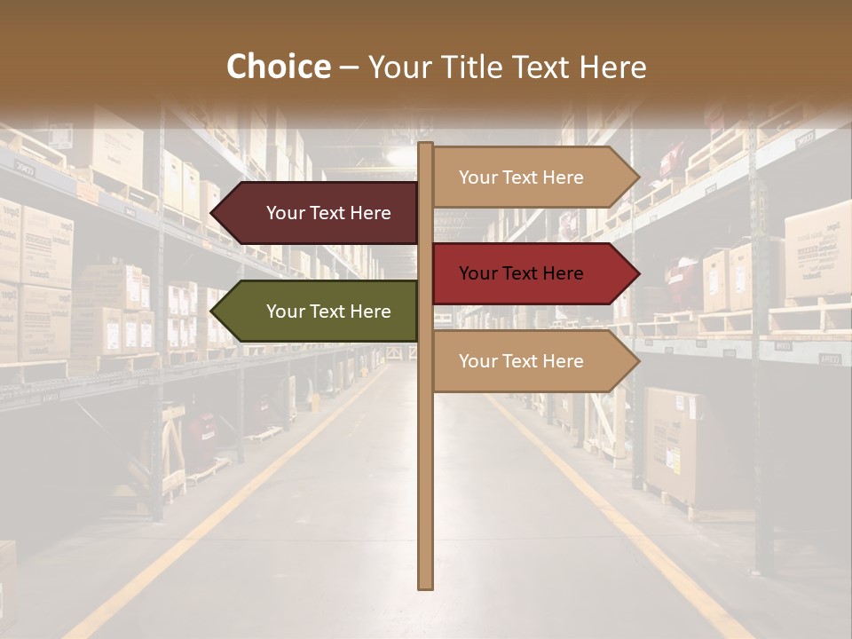 A Large Warehouse Filled With Lots Of Shelves PowerPoint Template