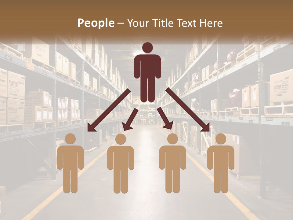 A Large Warehouse Filled With Lots Of Shelves PowerPoint Template
