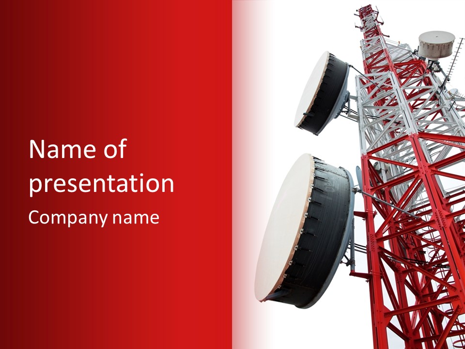 A Red And White Tower With A Satellite Dish On Top Of It PowerPoint Template