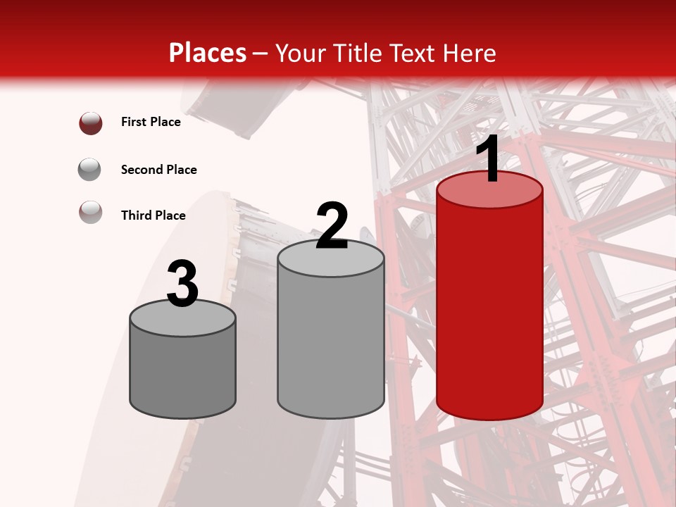 A Red And White Tower With A Satellite Dish On Top Of It PowerPoint Template