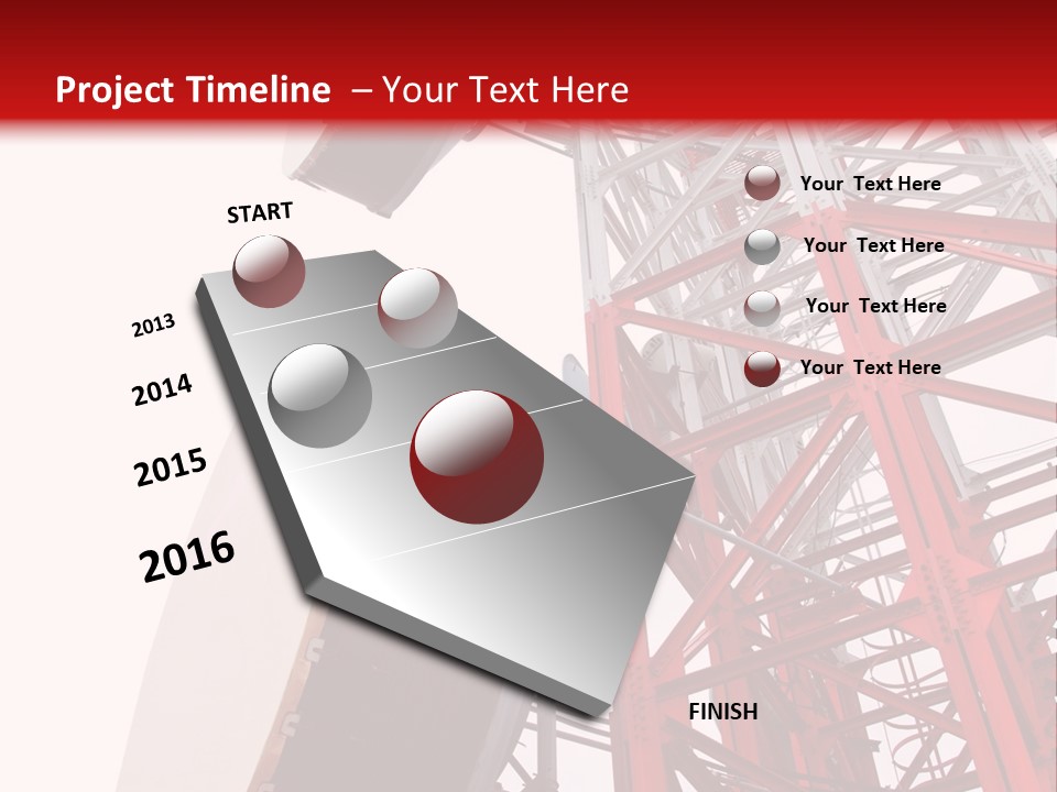 A Red And White Tower With A Satellite Dish On Top Of It PowerPoint Template