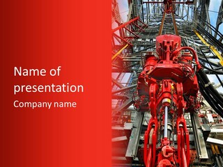 A Red Power Plant With Wires And Wires In The Background PowerPoint Template