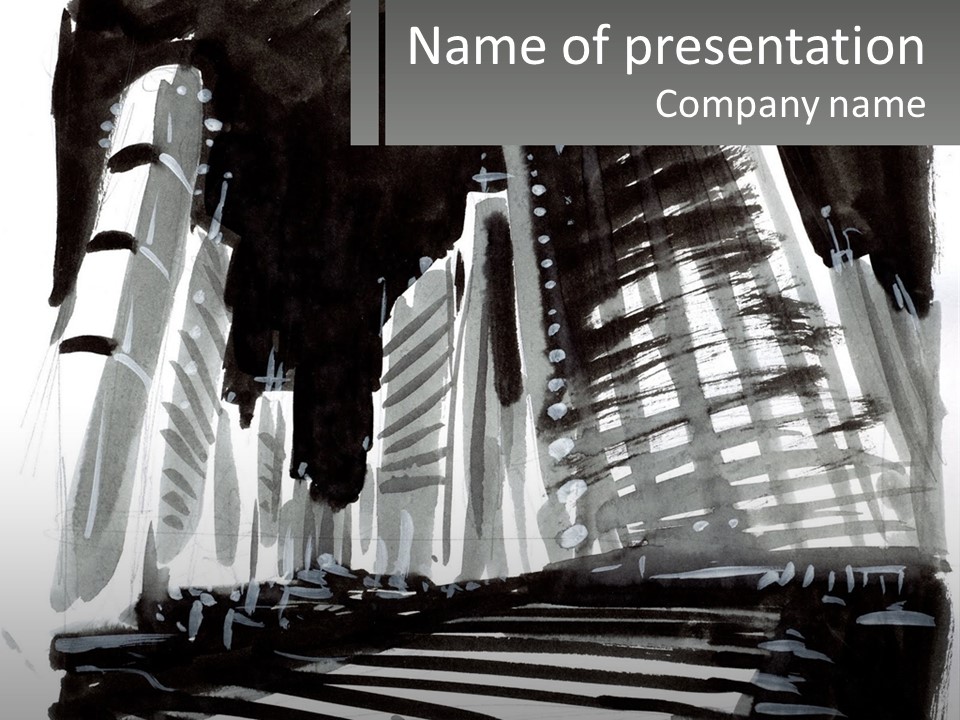 A Black And White Picture Of A City PowerPoint Template