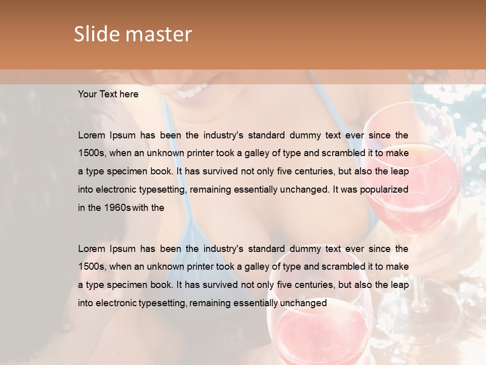 A Woman In A Bikini Holding Two Glasses Of Wine PowerPoint Template