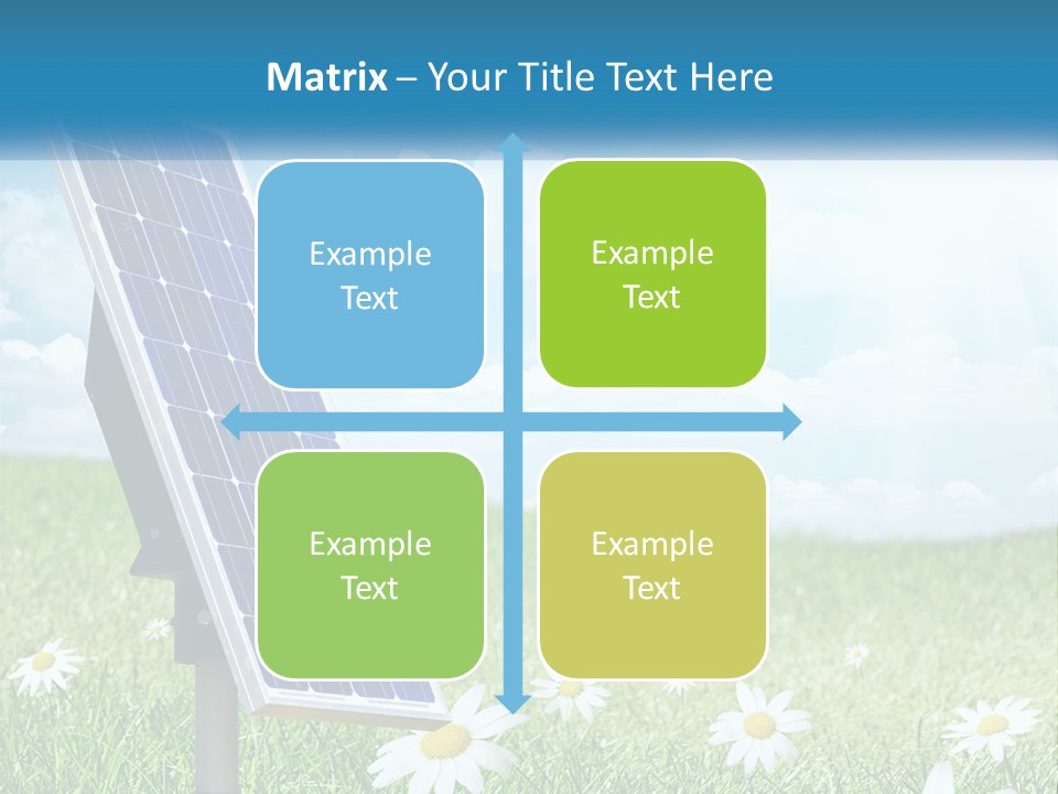 A Solar Panel In The Grass With Daisies In The Foreground PowerPoint Template