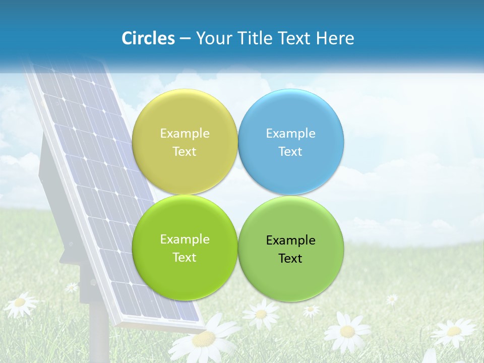 A Solar Panel In The Grass With Daisies In The Foreground PowerPoint Template
