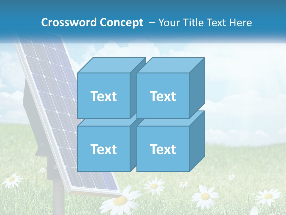 A Solar Panel In The Grass With Daisies In The Foreground PowerPoint Template