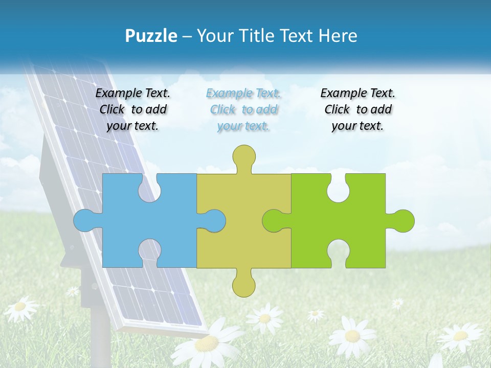 A Solar Panel In The Grass With Daisies In The Foreground PowerPoint Template