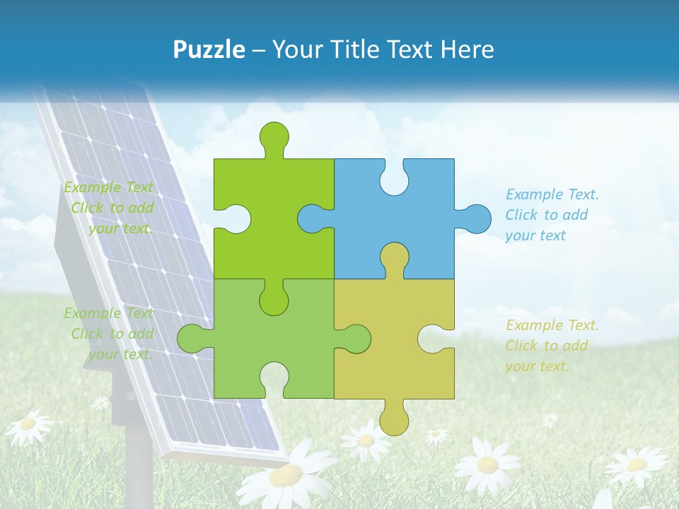A Solar Panel In The Grass With Daisies In The Foreground PowerPoint Template