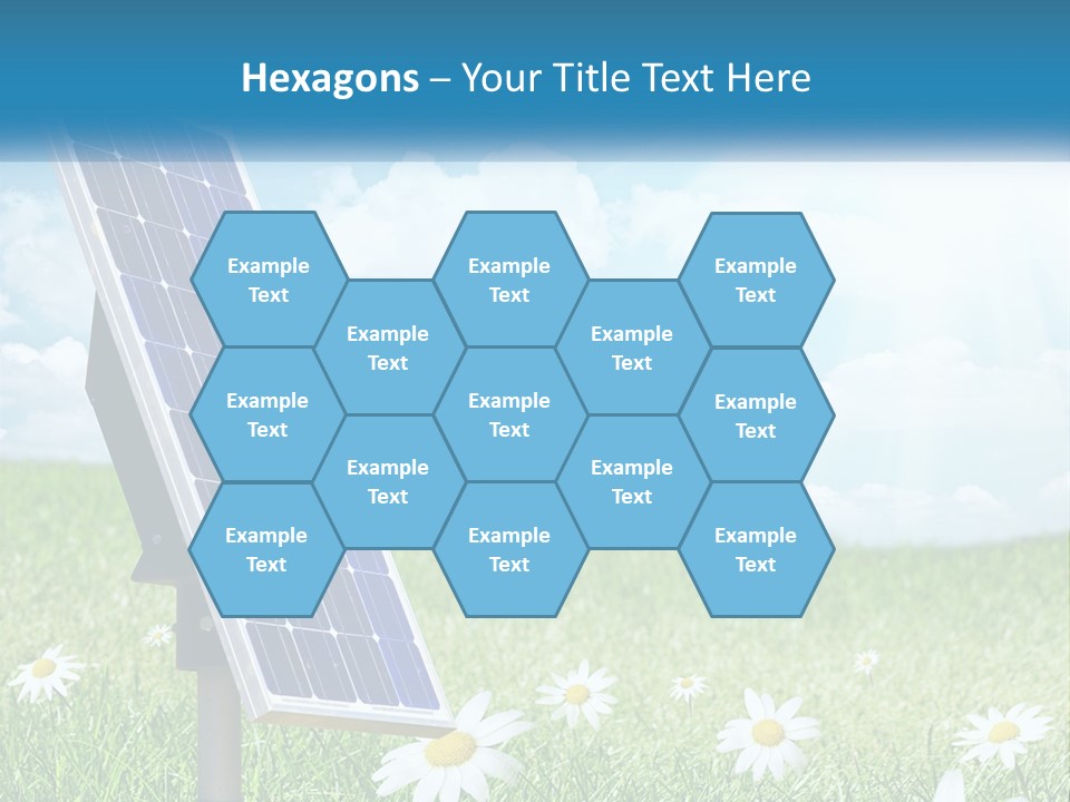 A Solar Panel In The Grass With Daisies In The Foreground PowerPoint Template