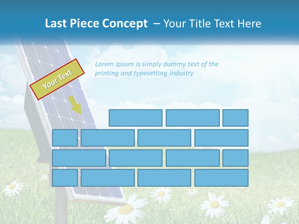 A Solar Panel In The Grass With Daisies In The Foreground PowerPoint Template