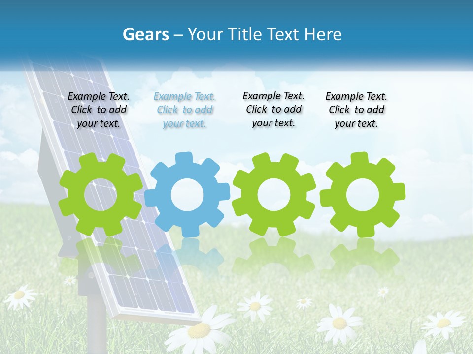 A Solar Panel In The Grass With Daisies In The Foreground PowerPoint Template