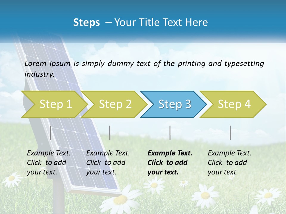 A Solar Panel In The Grass With Daisies In The Foreground PowerPoint Template