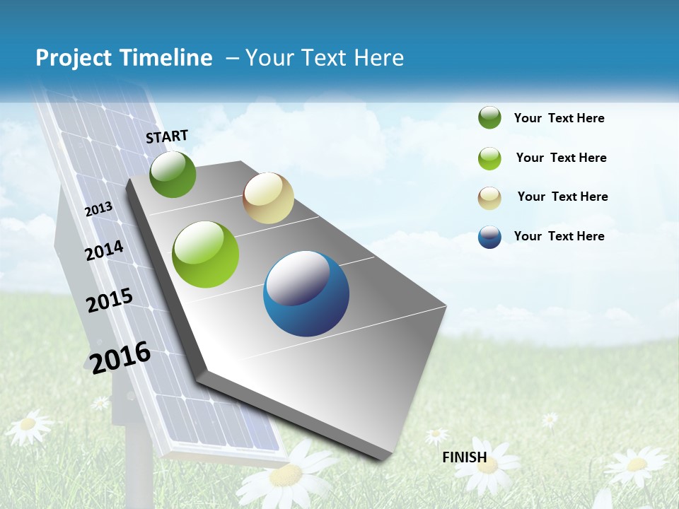 A Solar Panel In The Grass With Daisies In The Foreground PowerPoint Template