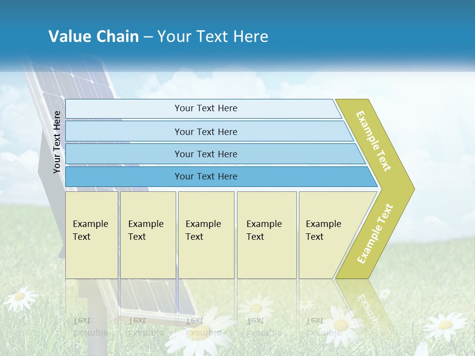 A Solar Panel In The Grass With Daisies In The Foreground PowerPoint Template