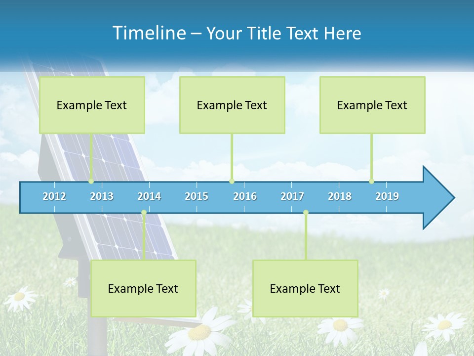 A Solar Panel In The Grass With Daisies In The Foreground PowerPoint Template