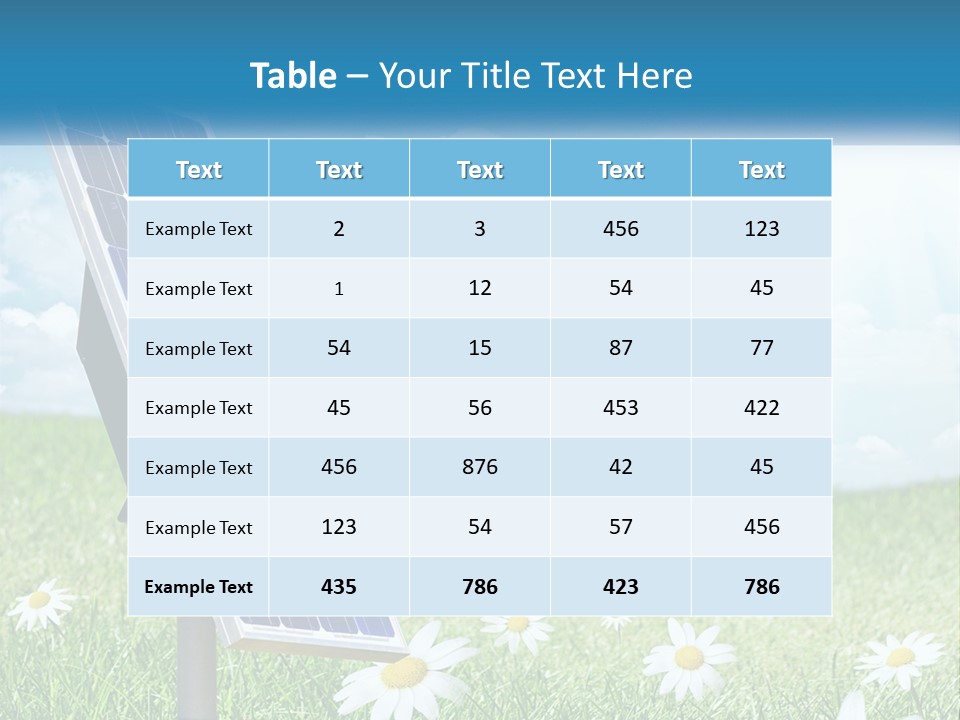 A Solar Panel In The Grass With Daisies In The Foreground PowerPoint Template