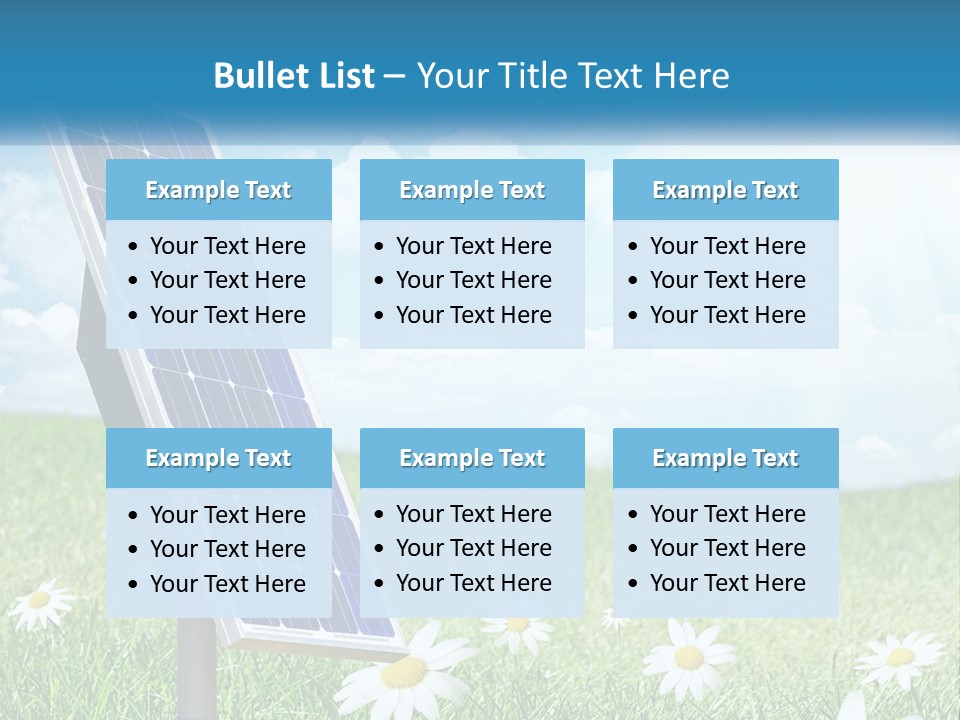 A Solar Panel In The Grass With Daisies In The Foreground PowerPoint Template