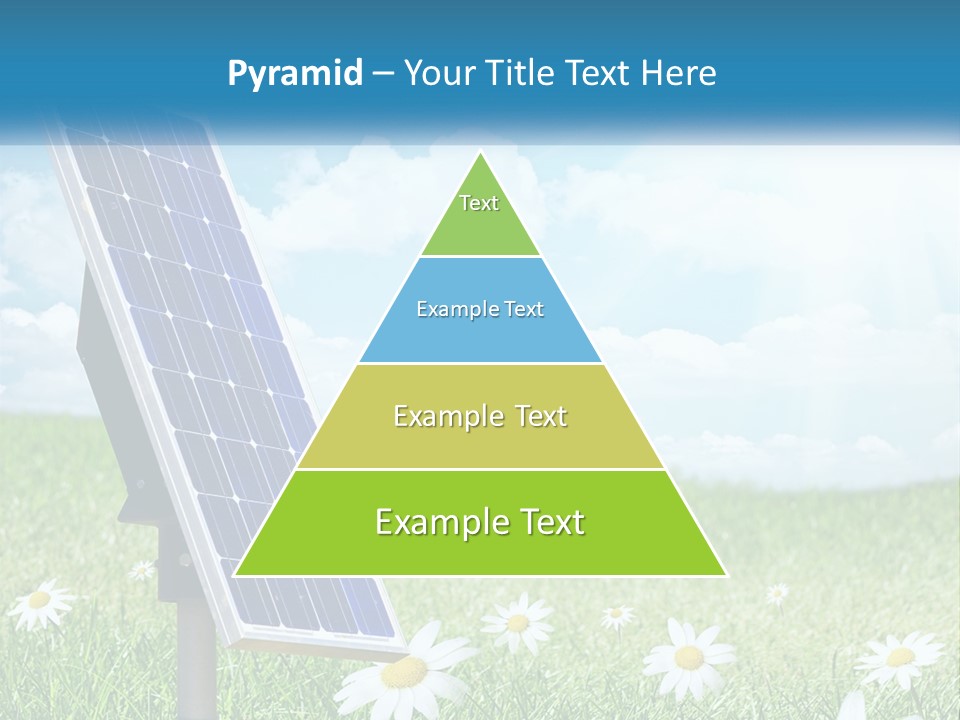 A Solar Panel In The Grass With Daisies In The Foreground PowerPoint Template