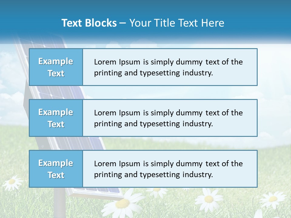 A Solar Panel In The Grass With Daisies In The Foreground PowerPoint Template