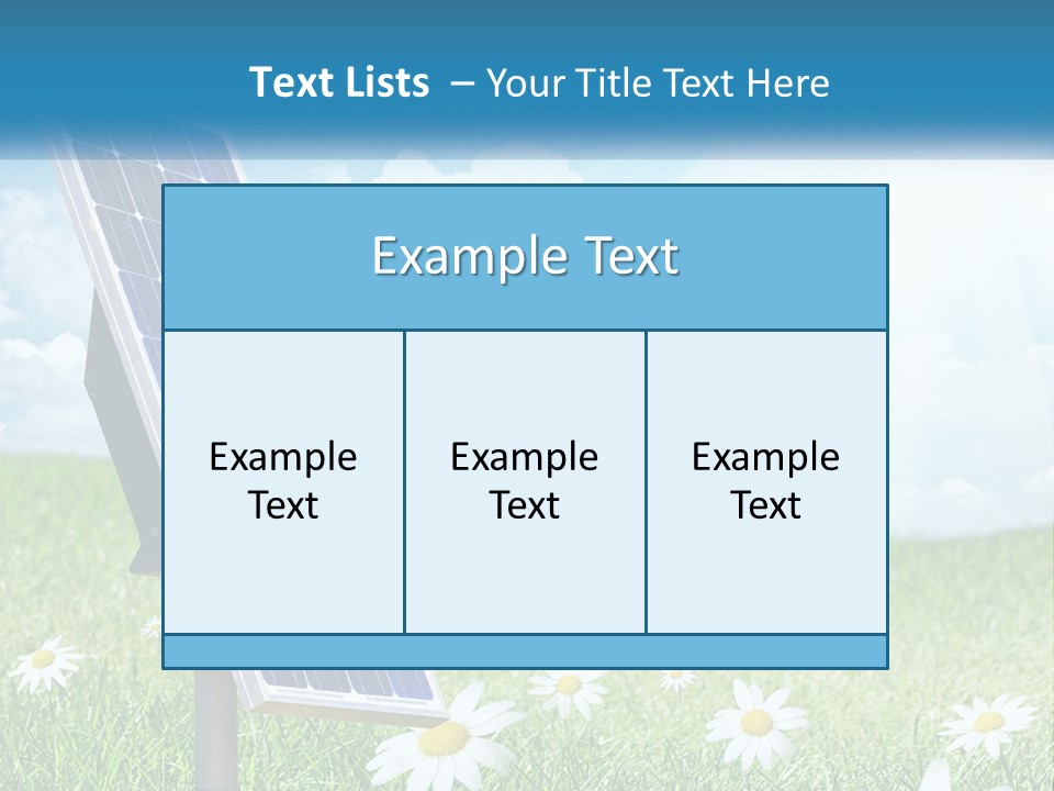 A Solar Panel In The Grass With Daisies In The Foreground PowerPoint Template