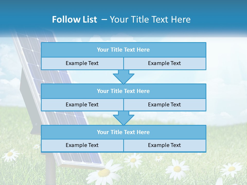 A Solar Panel In The Grass With Daisies In The Foreground PowerPoint Template