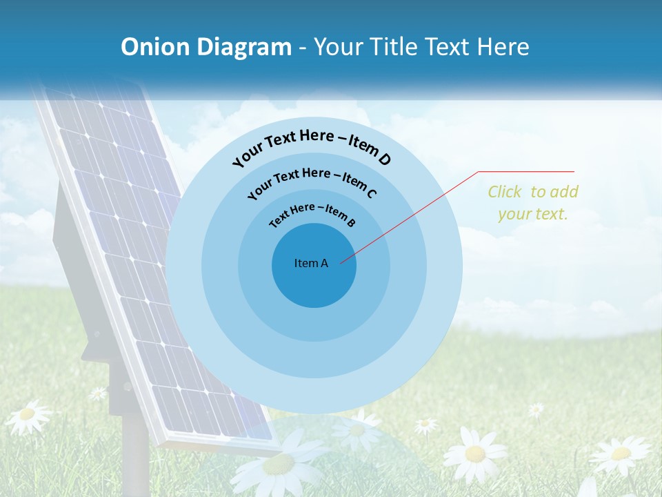A Solar Panel In The Grass With Daisies In The Foreground PowerPoint Template