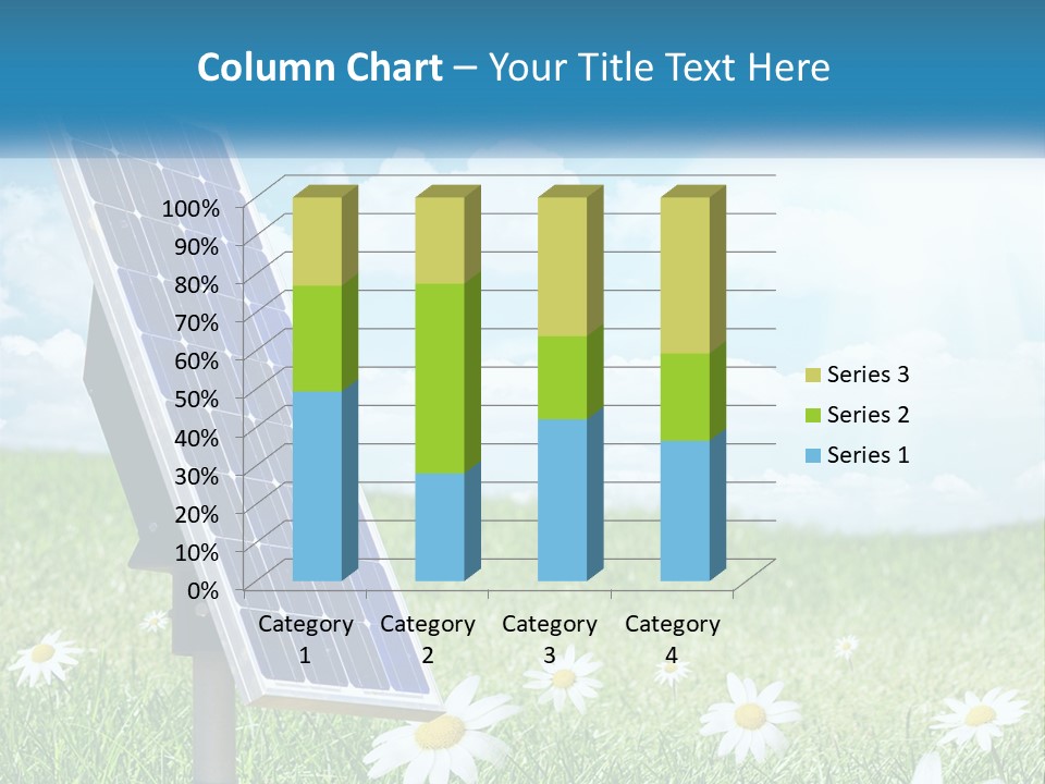 A Solar Panel In The Grass With Daisies In The Foreground PowerPoint Template