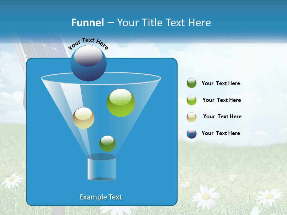 A Solar Panel In The Grass With Daisies In The Foreground PowerPoint Template