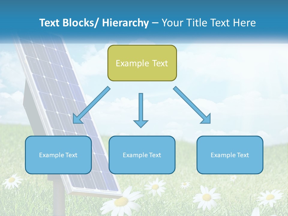 A Solar Panel In The Grass With Daisies In The Foreground PowerPoint Template