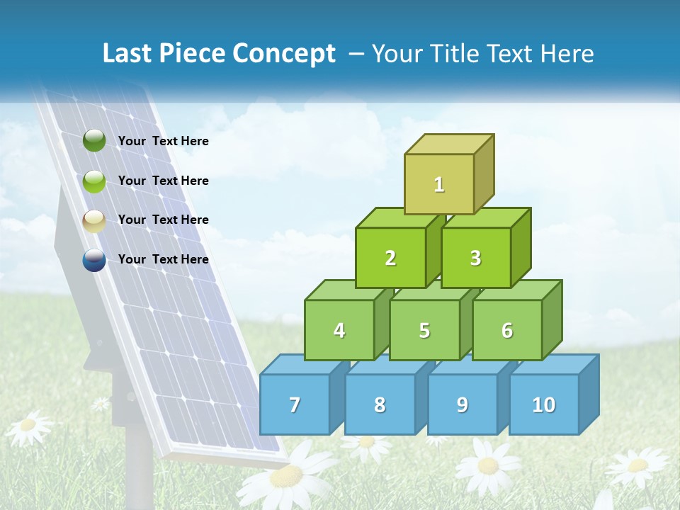 A Solar Panel In The Grass With Daisies In The Foreground PowerPoint Template