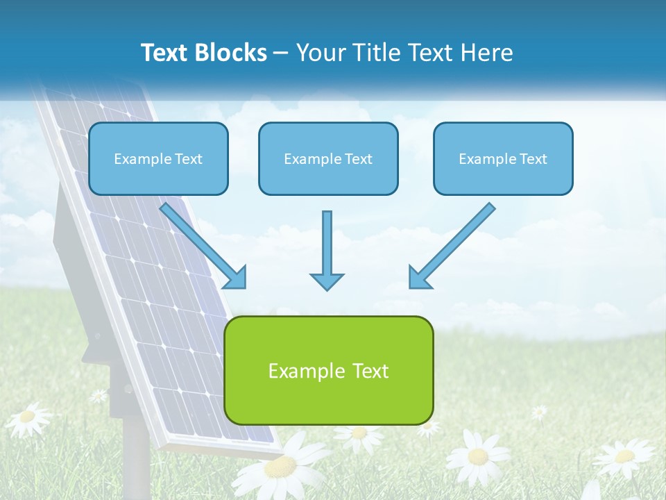 A Solar Panel In The Grass With Daisies In The Foreground PowerPoint Template