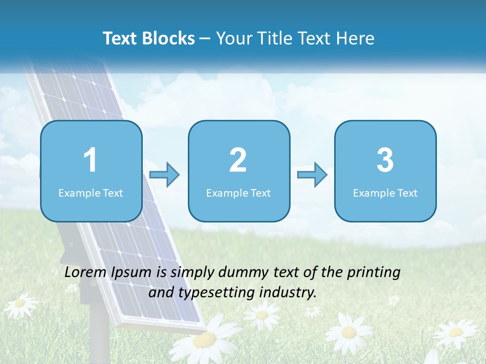 A Solar Panel In The Grass With Daisies In The Foreground PowerPoint Template