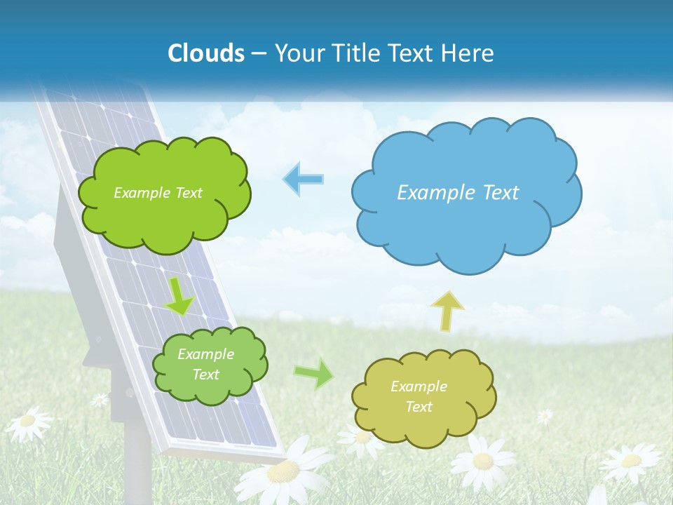 A Solar Panel In The Grass With Daisies In The Foreground PowerPoint Template