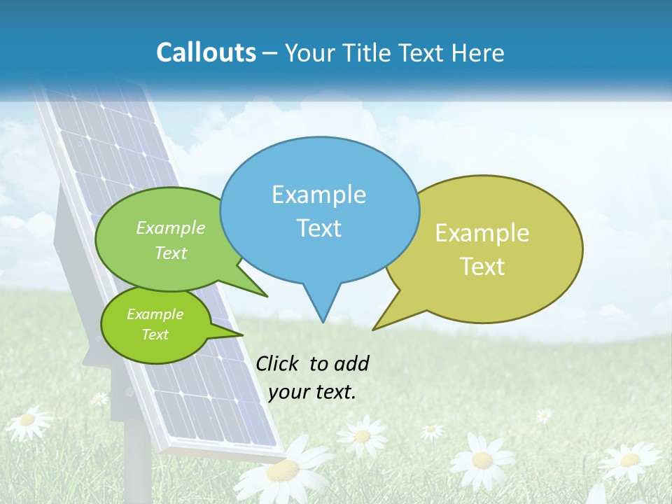 A Solar Panel In The Grass With Daisies In The Foreground PowerPoint Template