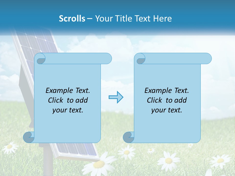 A Solar Panel In The Grass With Daisies In The Foreground PowerPoint Template