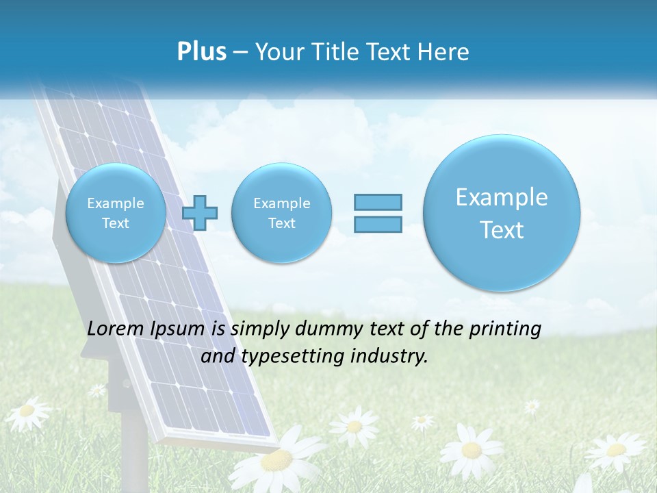 A Solar Panel In The Grass With Daisies In The Foreground PowerPoint Template