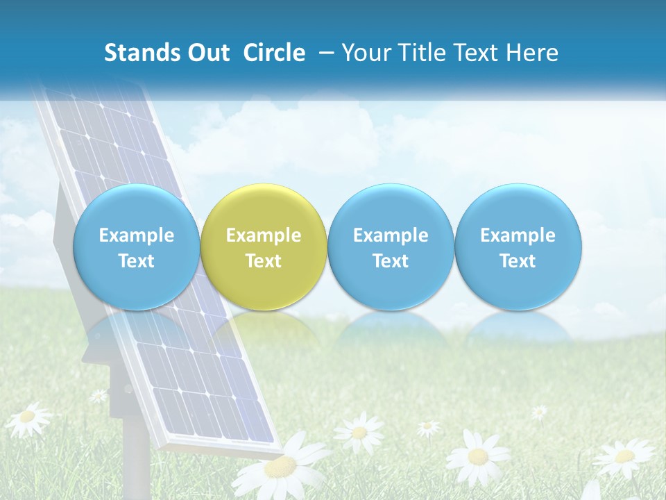 A Solar Panel In The Grass With Daisies In The Foreground PowerPoint Template