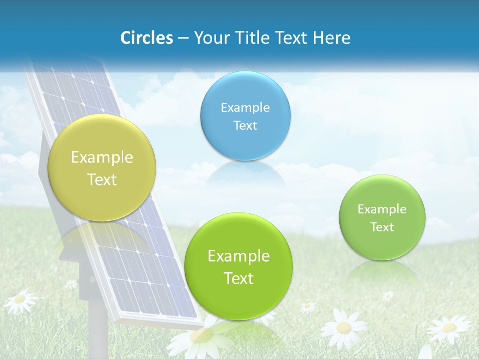A Solar Panel In The Grass With Daisies In The Foreground PowerPoint Template
