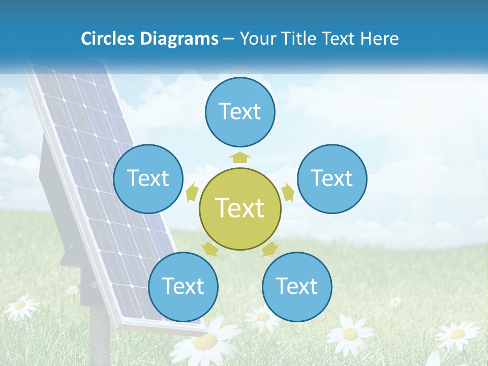 A Solar Panel In The Grass With Daisies In The Foreground PowerPoint Template