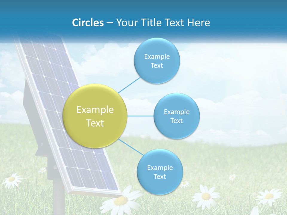 A Solar Panel In The Grass With Daisies In The Foreground PowerPoint Template