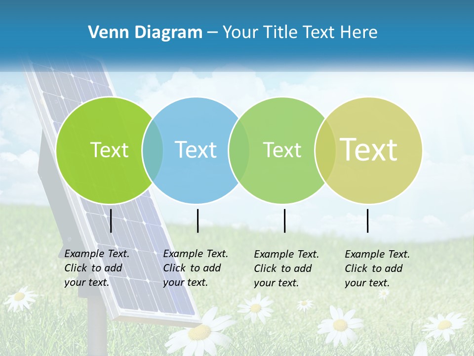 A Solar Panel In The Grass With Daisies In The Foreground PowerPoint Template
